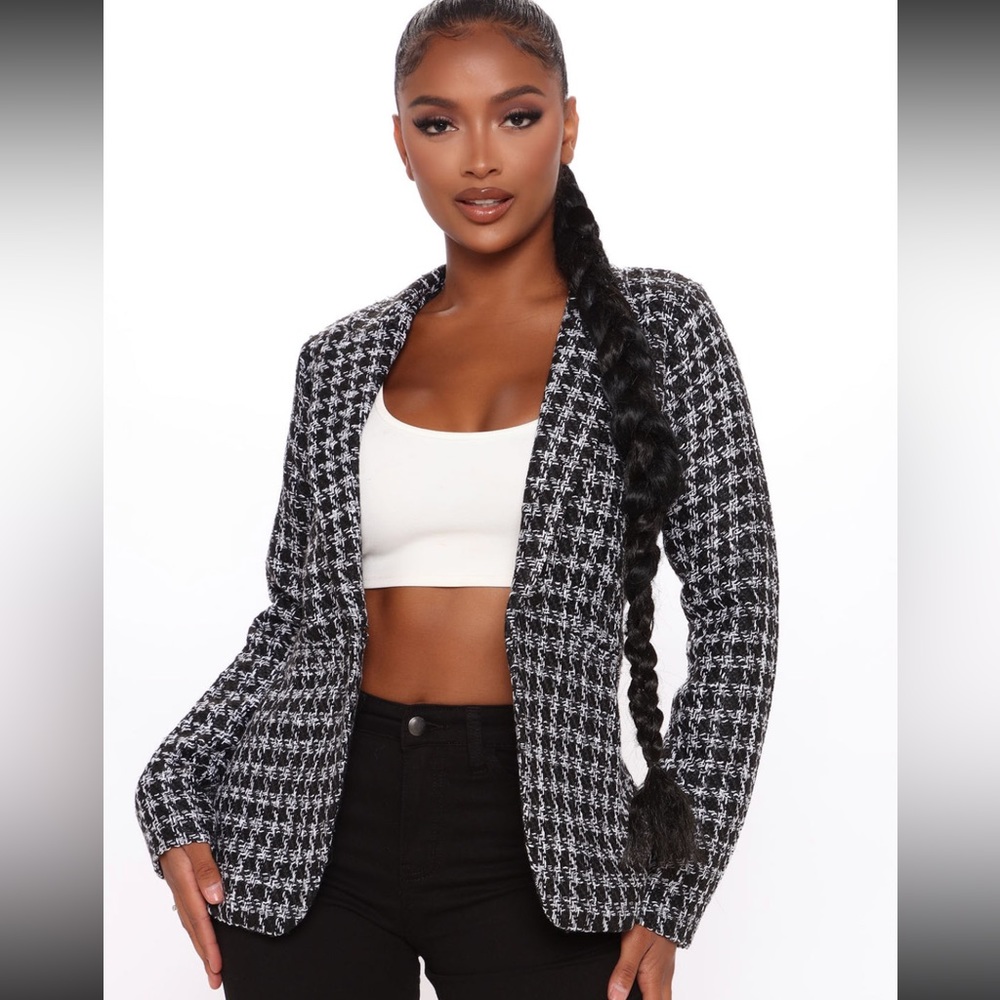 “Meeting in my office tweed blazer” BLACK